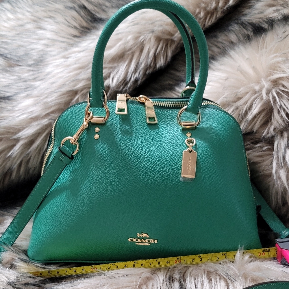 Coach Green Dome Satchel with Gold Hardware